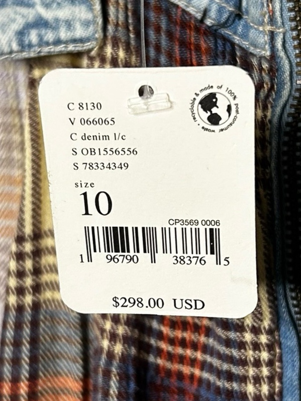 Free People We The Free Mix It Up Maxi Dress Splinter Plaid Denim Size 10 NWT - Picture 8 of 15
